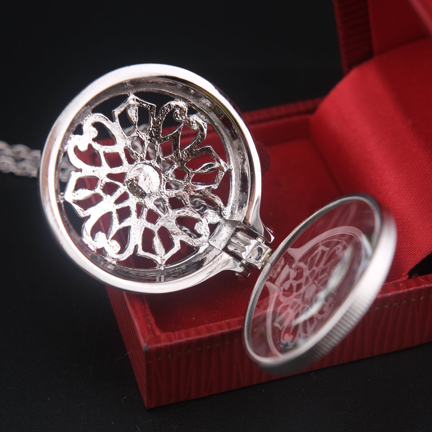 Vintage Mikimoto Loupe Pendant Necklace with Pearl Accent, Silver-Tone, 24" Chain