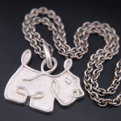 ❤️ Agatha Silver-Tone Dog Pendant Necklace – Textured Sculptural Design