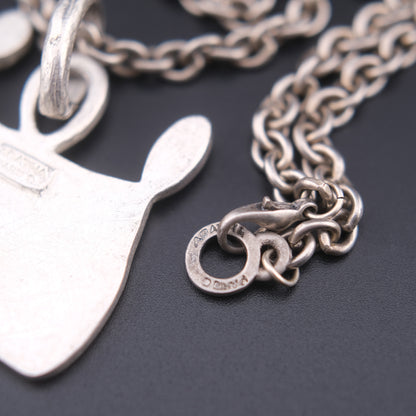 ❤️ Agatha Silver-Tone Dog Pendant Necklace – Textured Sculptural Design