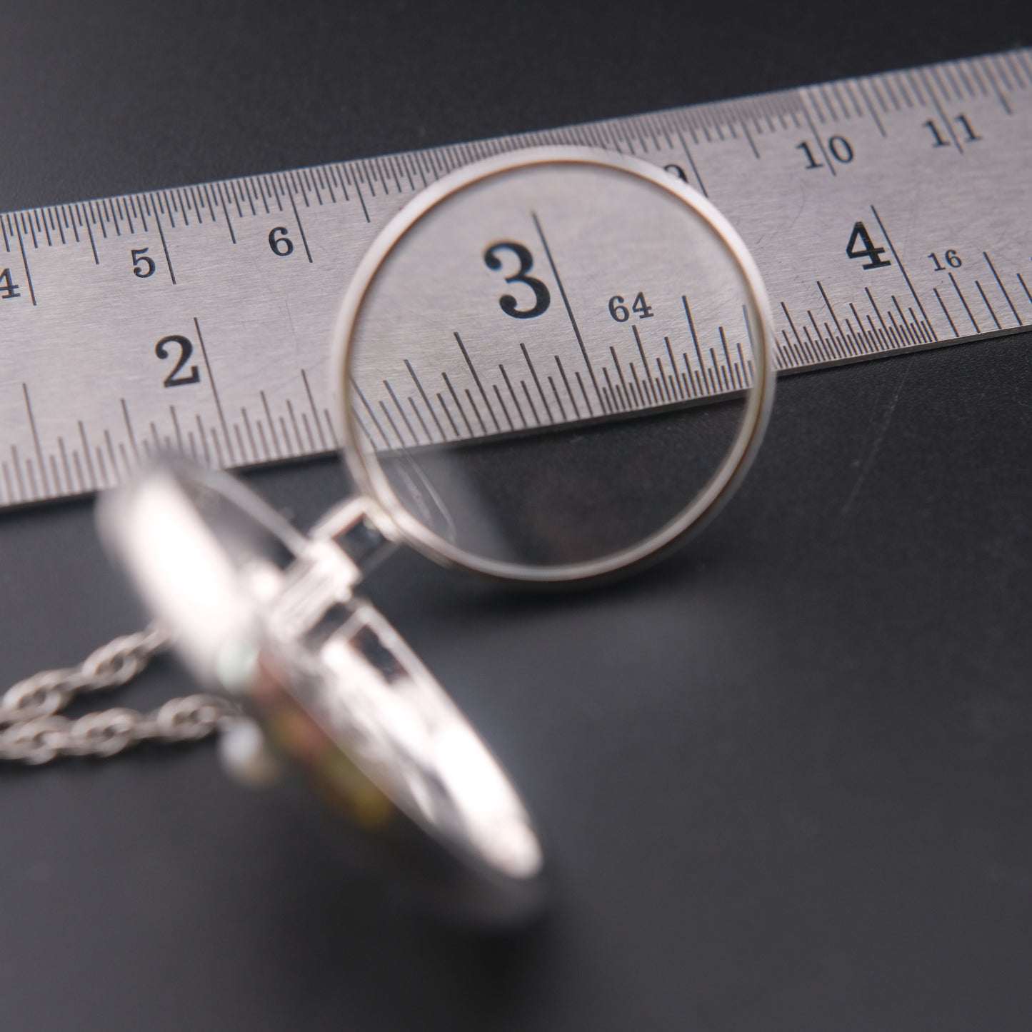 Vintage Mikimoto Loupe Pendant Necklace with Pearl Accent, Silver-Tone, 24" Chain