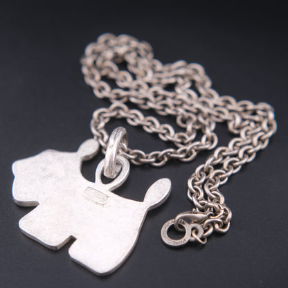 ❤️ Agatha Silver-Tone Dog Pendant Necklace – Textured Sculptural Design