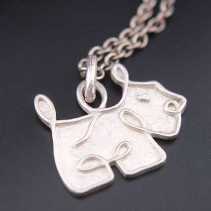 ❤️ Agatha Silver-Tone Dog Pendant Necklace – Textured Sculptural Design