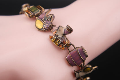 Vintage Wine Charm Bracelet – Enamel Coated with Magnetic Clasp
