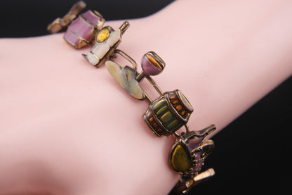 Vintage Wine Charm Bracelet – Enamel Coated with Magnetic Clasp