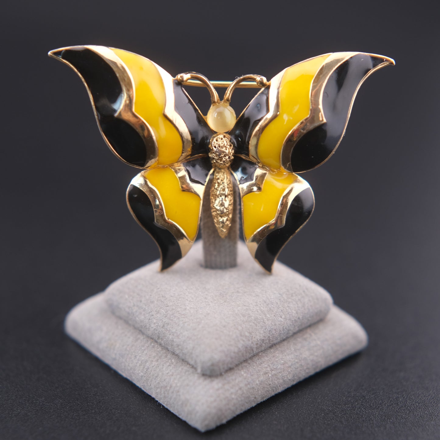 ❤️ Vintage Panetta Butterfly Brooch – Gold Tone with Yellow & Black Enamel