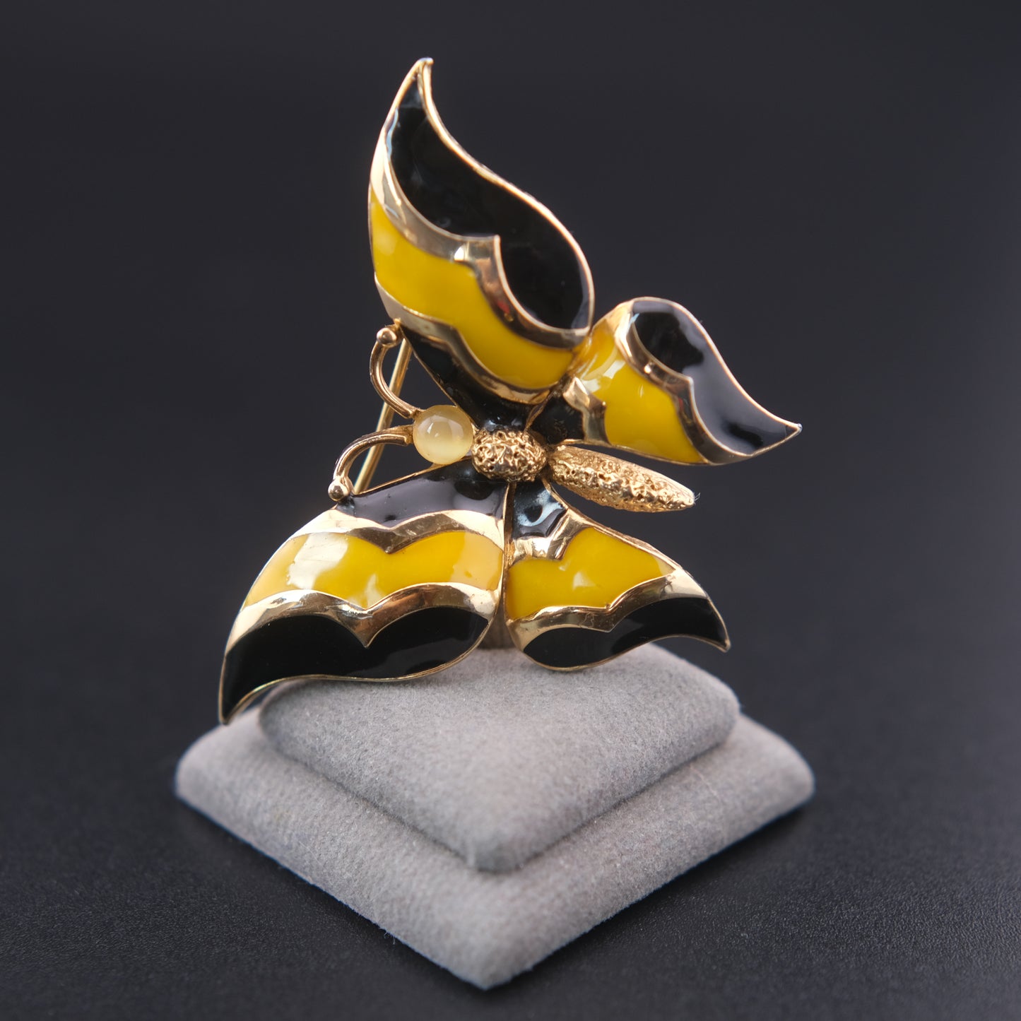 ❤️ Vintage Panetta Butterfly Brooch – Gold Tone with Yellow & Black Enamel