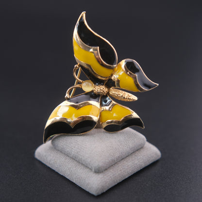 ❤️ Vintage Panetta Butterfly Brooch – Gold Tone with Yellow & Black Enamel