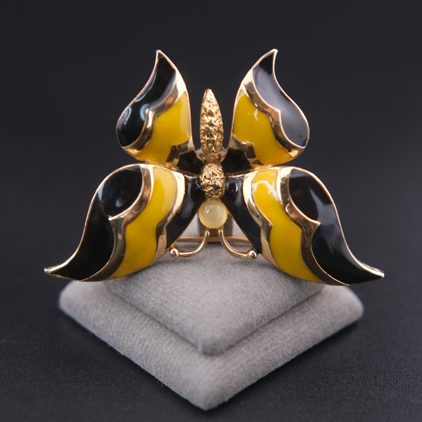 ❤️ Vintage Panetta Butterfly Brooch – Gold Tone with Yellow & Black Enamel