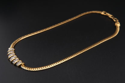 Vintage Nina Ricci Gold-Tone Collar Necklace with Rhinestone Accents (1980s)