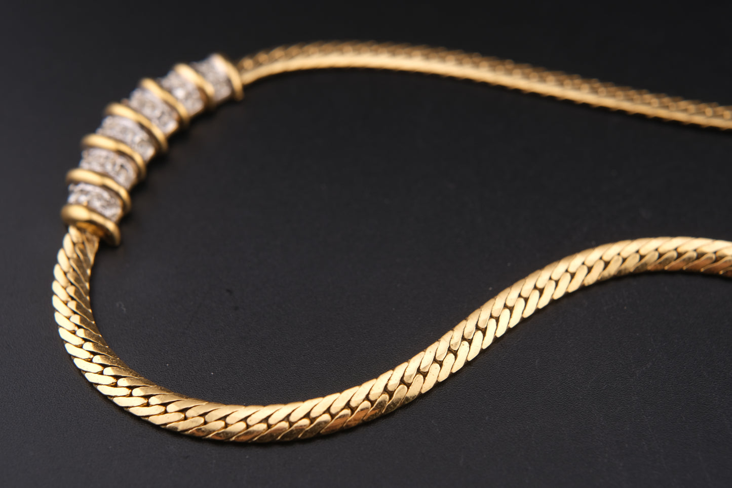 Vintage Nina Ricci Gold-Tone Collar Necklace with Rhinestone Accents (1980s)