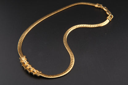 Vintage Nina Ricci Gold-Tone Collar Necklace with Rhinestone Accents (1980s)