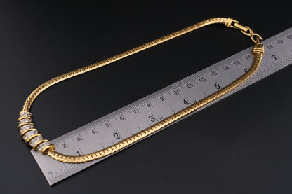 Vintage Nina Ricci Gold-Tone Collar Necklace with Rhinestone Accents (1980s)