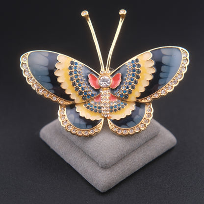 ❤️ Vintage Metropolitan Museum of Art (MMA) Butterfly Brooch – Gold Tone Enamel & Rhinestone Statement Piece