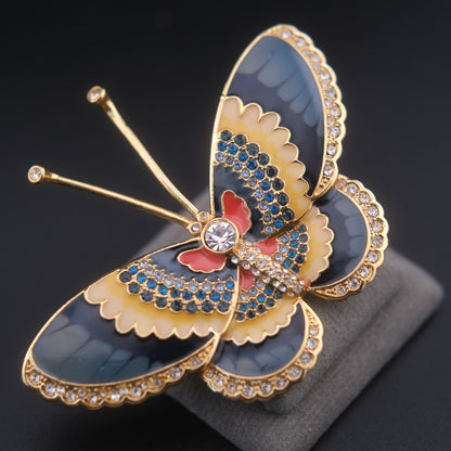 ❤️ Vintage Metropolitan Museum of Art (MMA) Butterfly Brooch – Gold Tone Enamel & Rhinestone Statement Piece