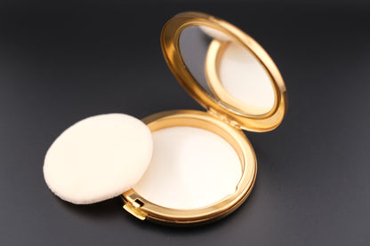 Vintage Shiseido Powder Compact – Black & Gold Art Deco Design