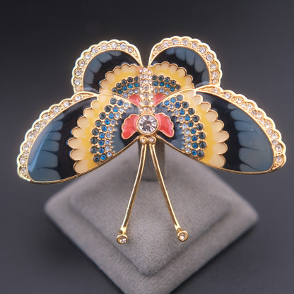 ❤️ Vintage Metropolitan Museum of Art (MMA) Butterfly Brooch – Gold Tone Enamel & Rhinestone Statement Piece
