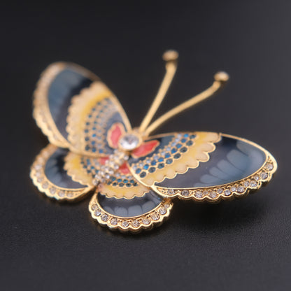 ❤️ Vintage Metropolitan Museum of Art (MMA) Butterfly Brooch – Gold Tone Enamel & Rhinestone Statement Piece