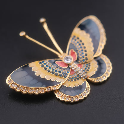 ❤️ Vintage Metropolitan Museum of Art (MMA) Butterfly Brooch – Gold Tone Enamel & Rhinestone Statement Piece