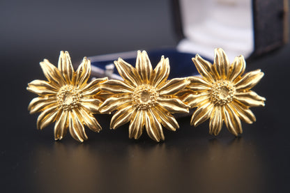 Kenzo Gold-Tone Floral Hair Clip – Triple Bloom Design, Made in Japan