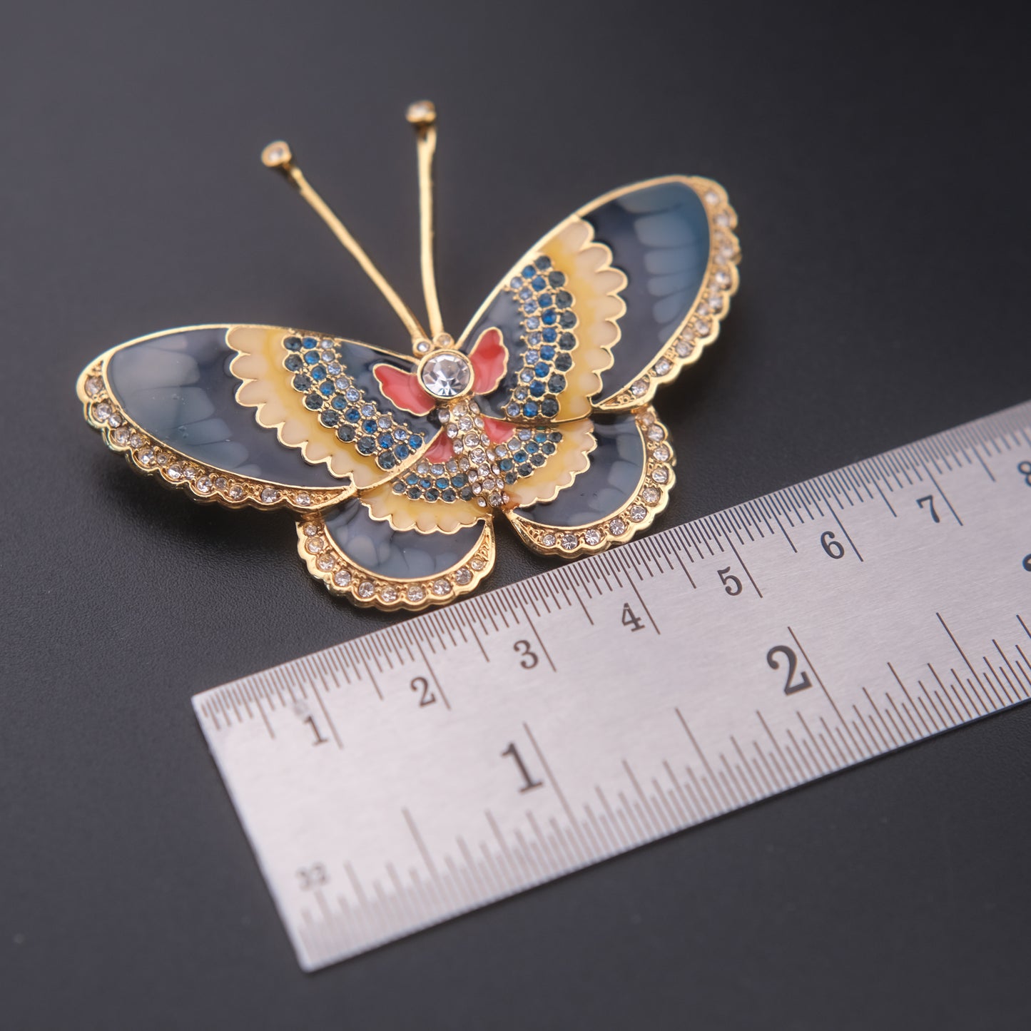 ❤️ Vintage Metropolitan Museum of Art (MMA) Butterfly Brooch – Gold Tone Enamel & Rhinestone Statement Piece