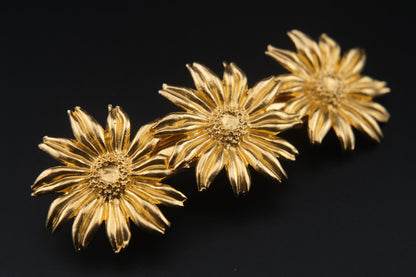 Kenzo Gold-Tone Floral Hair Clip – Triple Bloom Design, Made in Japan