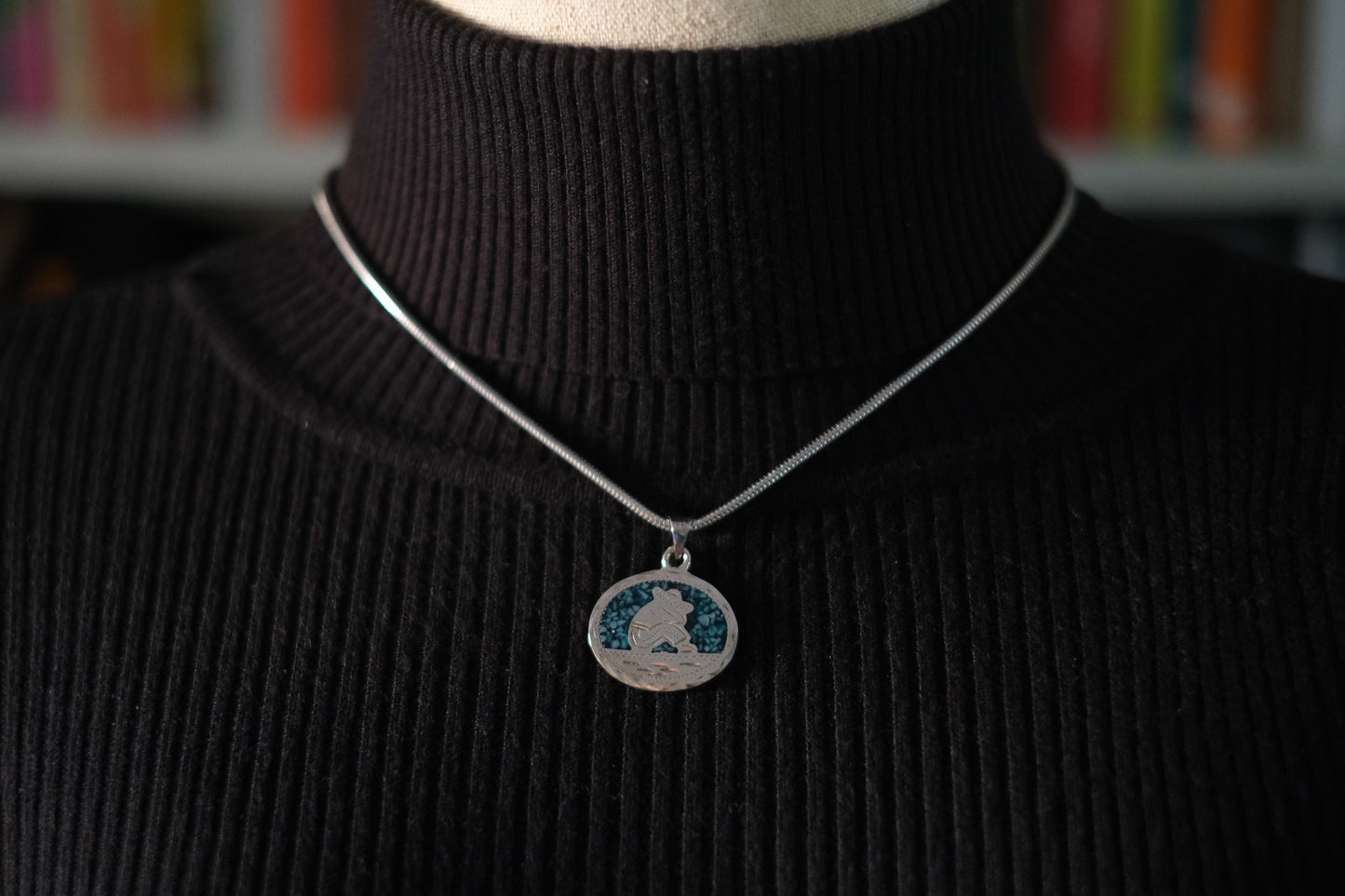 🪙 Vintage Mexican Double-Sided Pendant – Alpaca Silver with Abalone & Turquoise Inlay