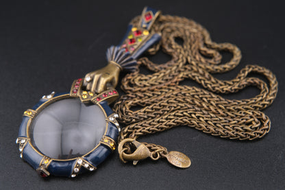 Vintage Sweet Romance USA Hand-Holding Loupe Pendant Necklace