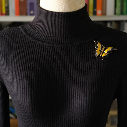 ❤️ Vintage Panetta Butterfly Brooch – Gold Tone with Yellow & Black Enamel