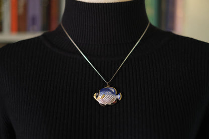 🐟Vintage Cloisonné Enamel Fish Pendant – Double-Sided Hand-Painted Tropical Design