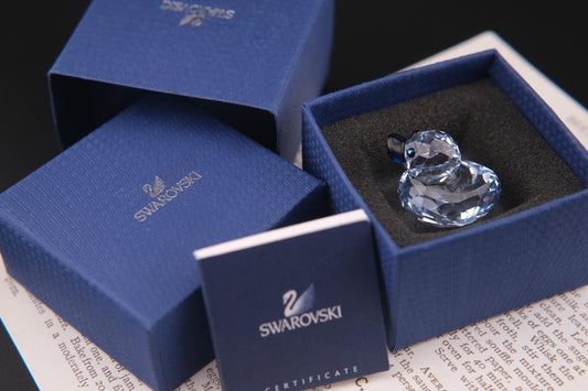 Swarovski Crystal Duck Figurine – Light Blue with Original Box