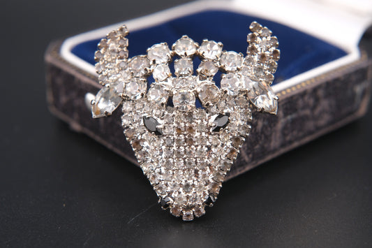 Vintage Monty Don Rhinestone Bull Head Brooch