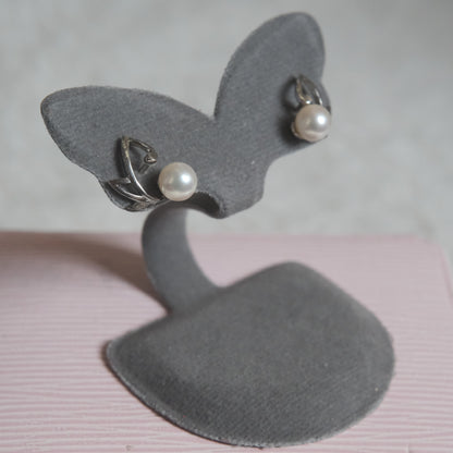 ❤️Mikimoto 6.5mm Pearl Stud Earrings Silver with Box