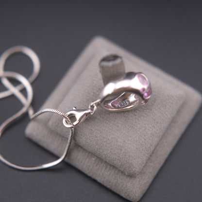 ❤️ Vintage AGATHA 925 Silver Pink Crystal Bubble Pendant Necklace