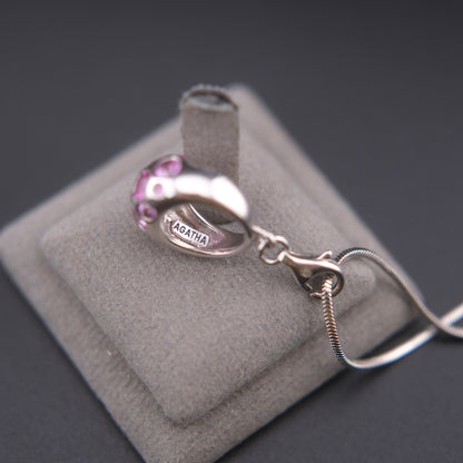 ❤️ Vintage AGATHA 925 Silver Pink Crystal Bubble Pendant Necklace
