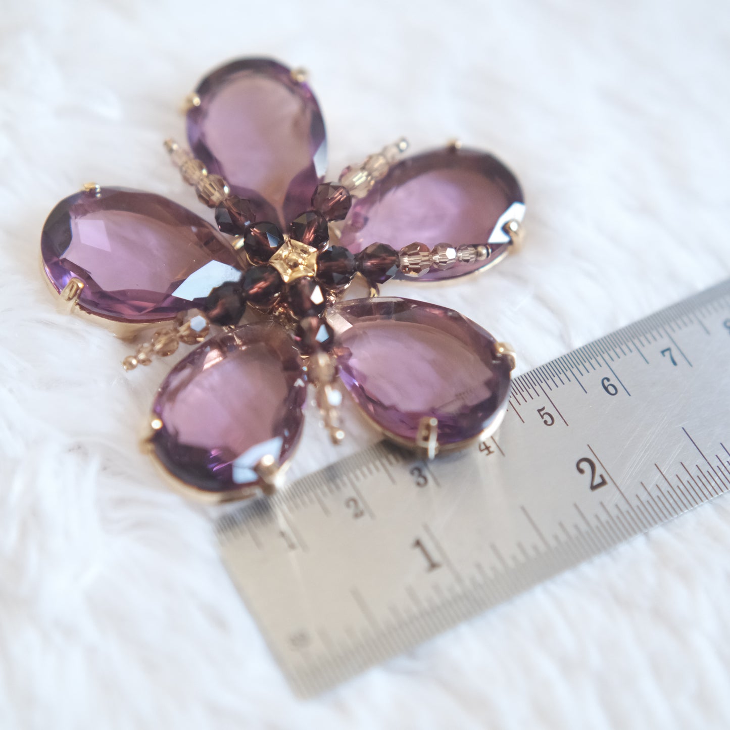❤️ Vintage Swarovski Amethyst Crystal Flower Brooch – 2.5” Signed Swan