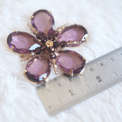 ❤️ Vintage Swarovski Amethyst Crystal Flower Brooch – 2.5” Signed Swan