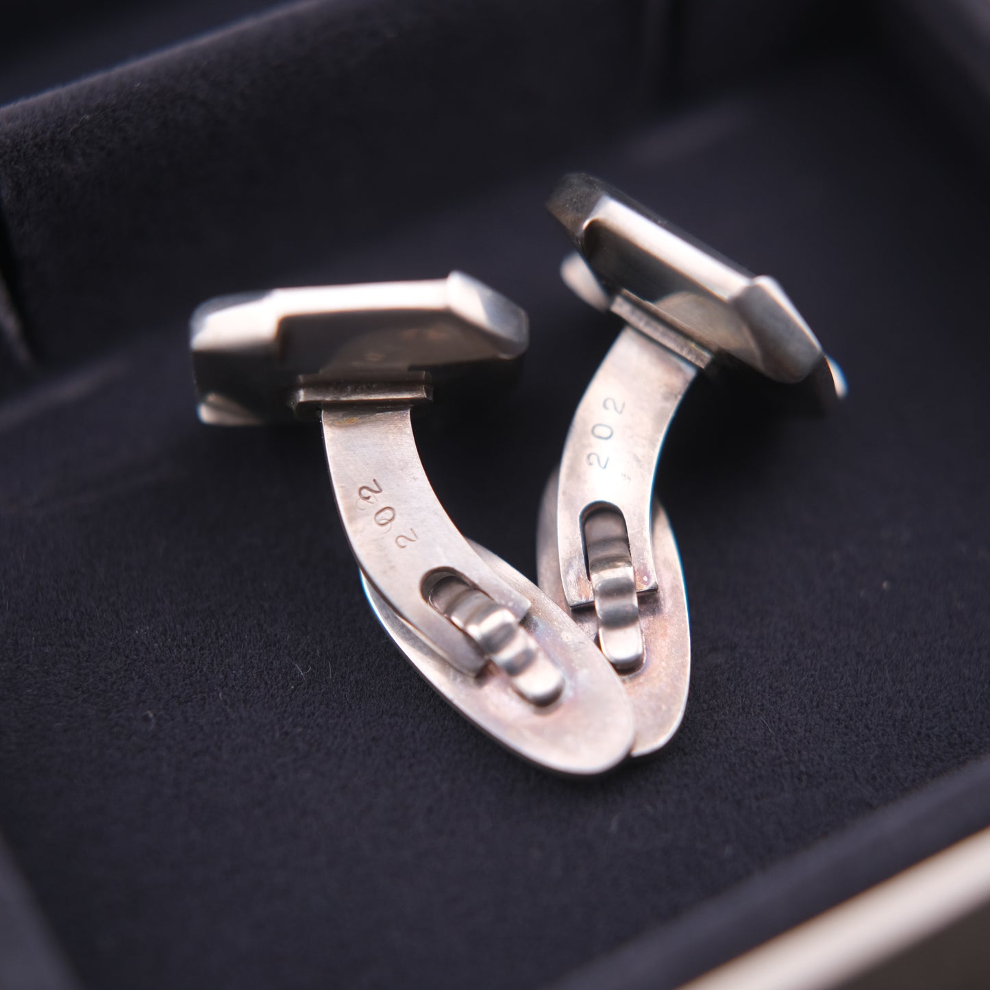 Vintage Georg Jensen Sterling Silver & Onyx Cufflinks No. 202 – With Original Box