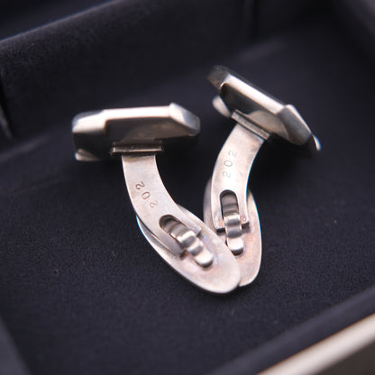 Vintage Georg Jensen Sterling Silver & Onyx Cufflinks No. 202 – With Original Box