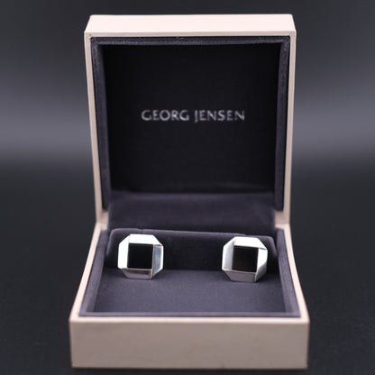 Vintage Georg Jensen Sterling Silver & Onyx Cufflinks No. 202 – With Original Box