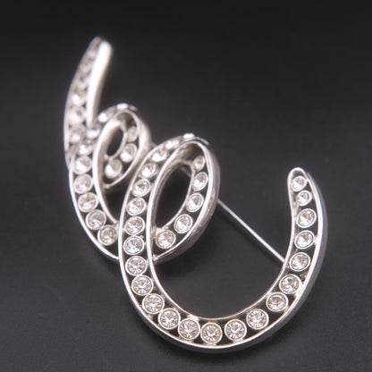 ❤️ Vintage Joconde Silver-Tone Rhinestone Sculptural Swirl Brooch – Statement Piece