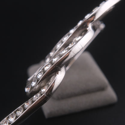 ❤️ Vintage Joconde Silver-Tone Rhinestone Sculptural Swirl Brooch – Statement Piece