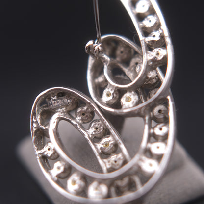 ❤️ Vintage Joconde Silver-Tone Rhinestone Sculptural Swirl Brooch – Statement Piece