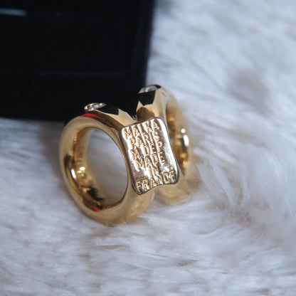 ❤️ Malka Paris Gold Tone Crystal Scarf Ring