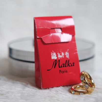❤️ Malka Paris Gold Tone Crystal Scarf Ring