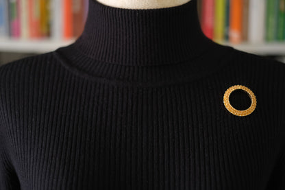 Vintage Boucher Amber Rhinestone Circle Brooch | Gold-Tone Wreath Pin