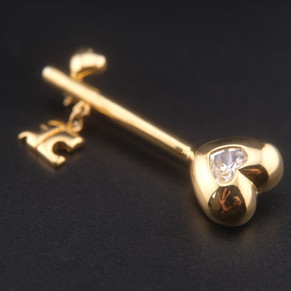 ❤️ Vintage Courrèges Heart Crystal Logo Charm Brooch Pin
