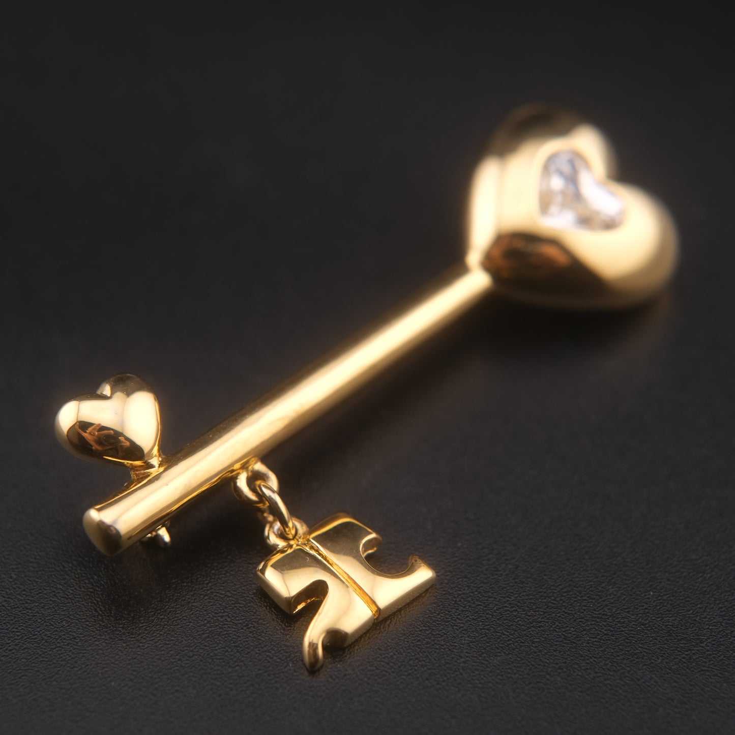 ❤️ Vintage Courrèges Heart Crystal Logo Charm Brooch Pin