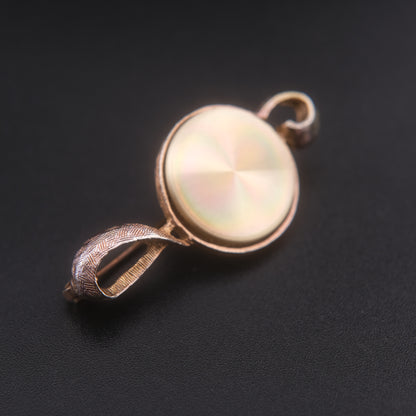 Vintage Jewelarama Treble Clef Brooch Gold Tone Iridescent Disc Music Pin