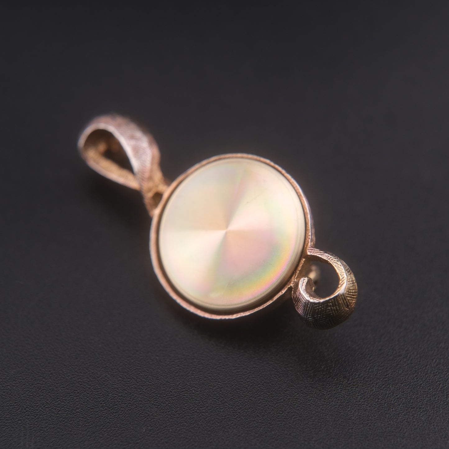 Vintage Jewelarama Treble Clef Brooch Gold Tone Iridescent Disc Music Pin