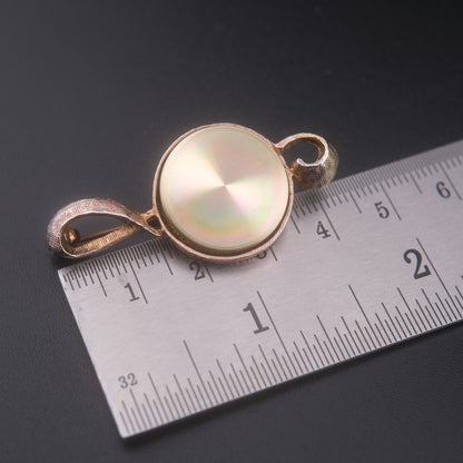 Vintage Jewelarama Treble Clef Brooch Gold Tone Iridescent Disc Music Pin